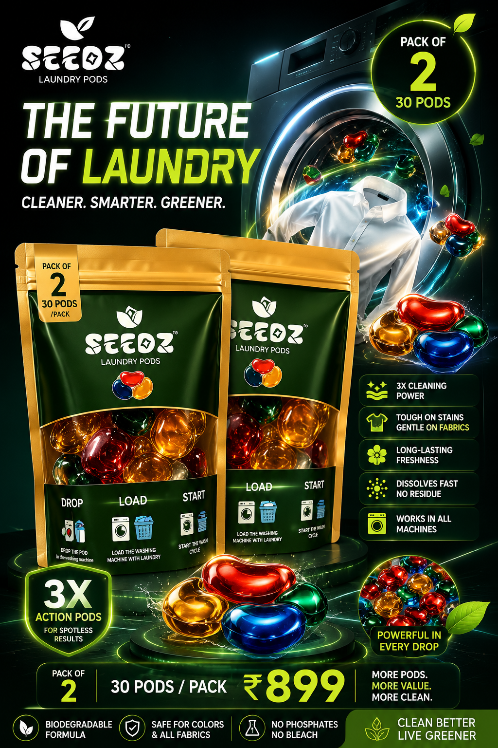 Seedz Laundry Pods — Pack of 2 (30 pods)